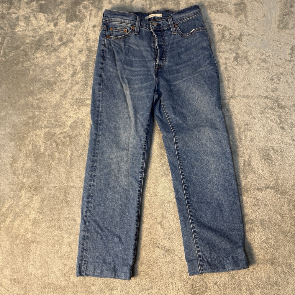 Levi's Wedgie Straight Jeans Size 29 Medium Wash High Rise Ankle Button Fly